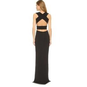 Solace London Plunging Black Gown with Cut Outs